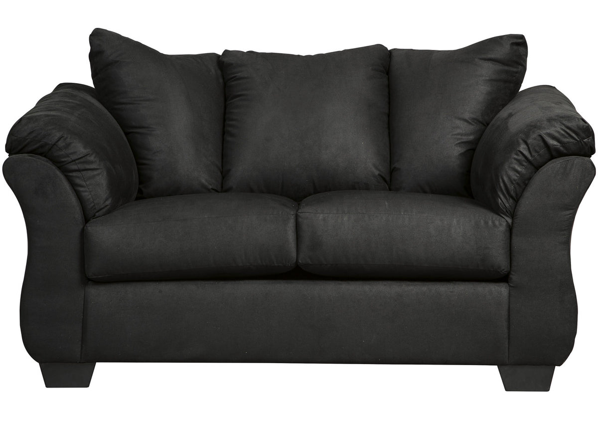 EDELINE Black Microfiber 87" Wide Loveseat