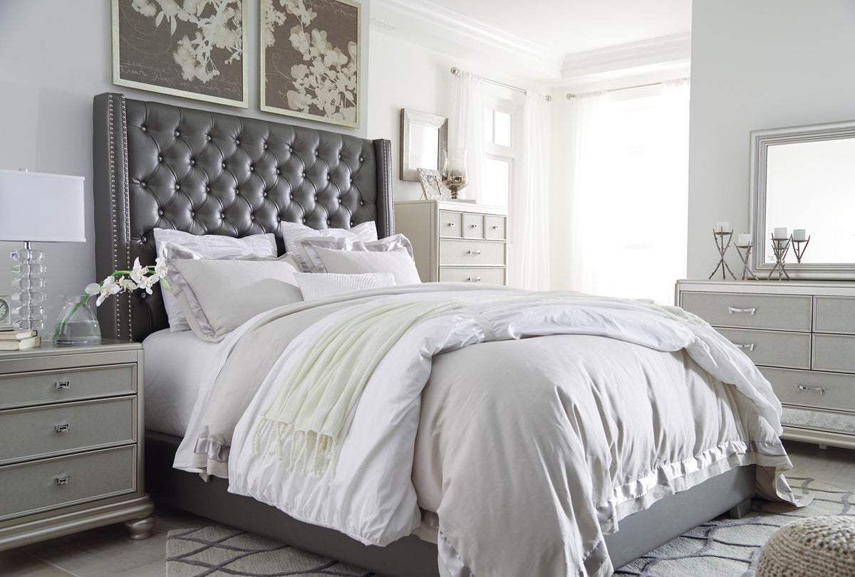 ELEINA Gray Faux Leather 72" Height Bed