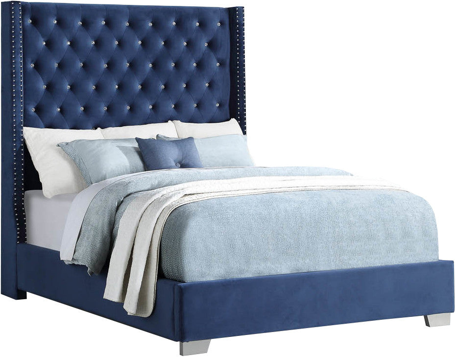 ELEINA Blue Velvet 72" Height Bed