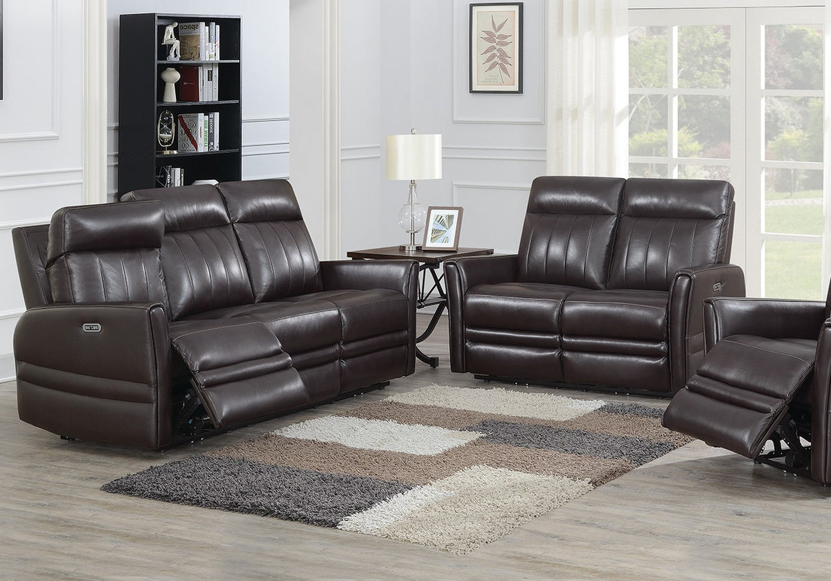 RONAN Top-Grain Leather Power Sofa & Loveseat