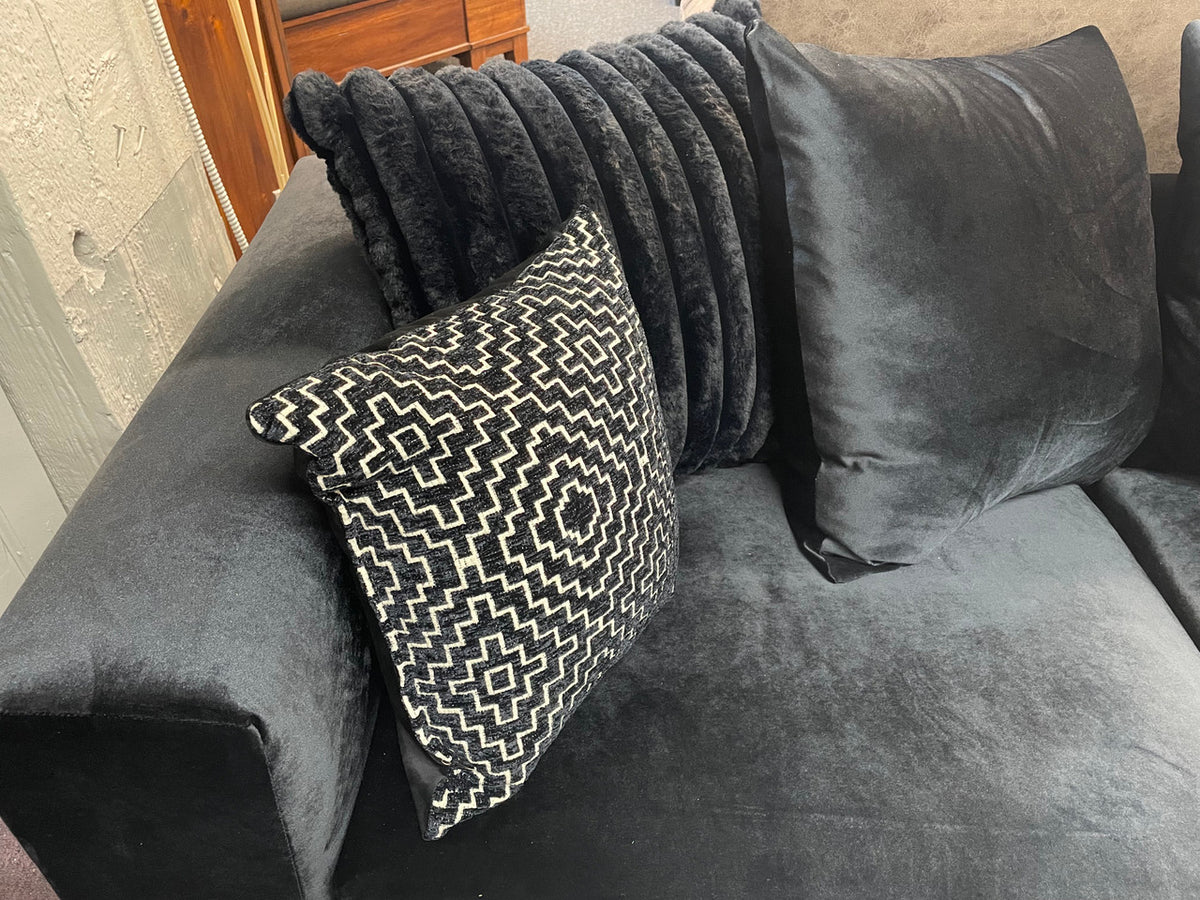 HOLDEN Black Velvet Sofa & Loveseat