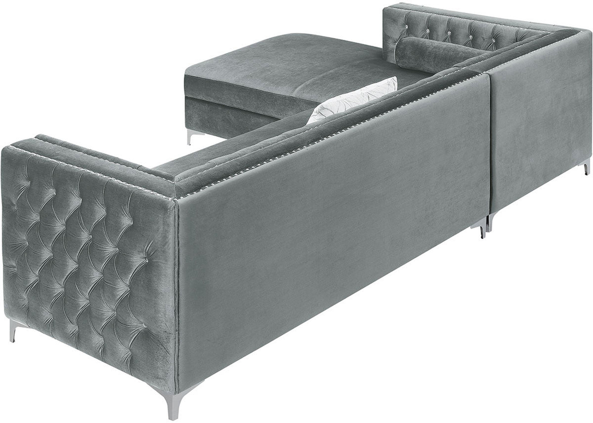 EMILY Silver 107" Wide Sectional with Hidden Storage