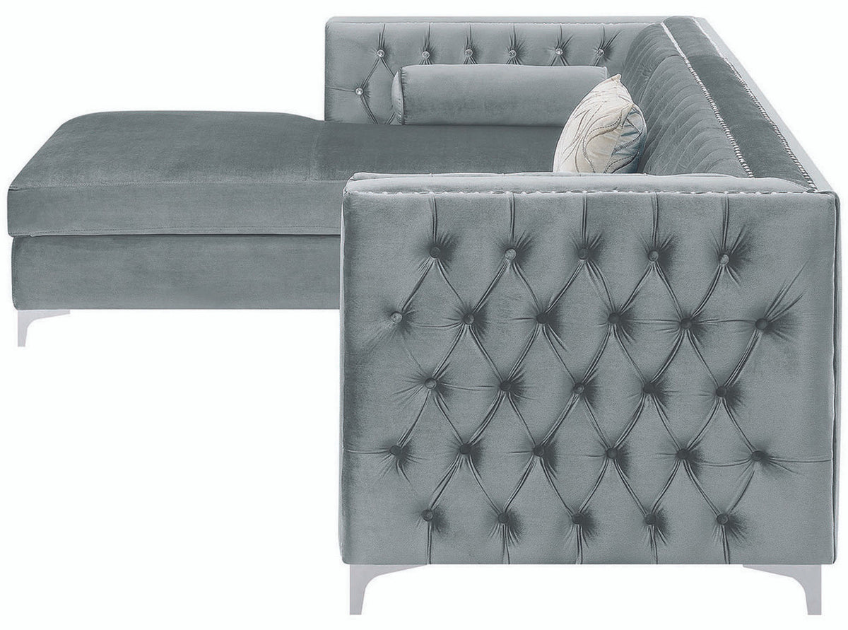 EMILY Silver 107" Wide Sectional with Hidden Storage