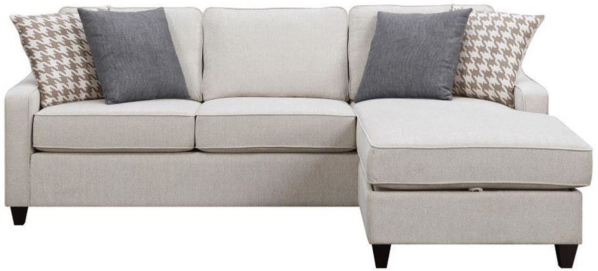 EVANGELINE Cream 91" Wide Reversible Sectional with Storage Chaise (RTA)