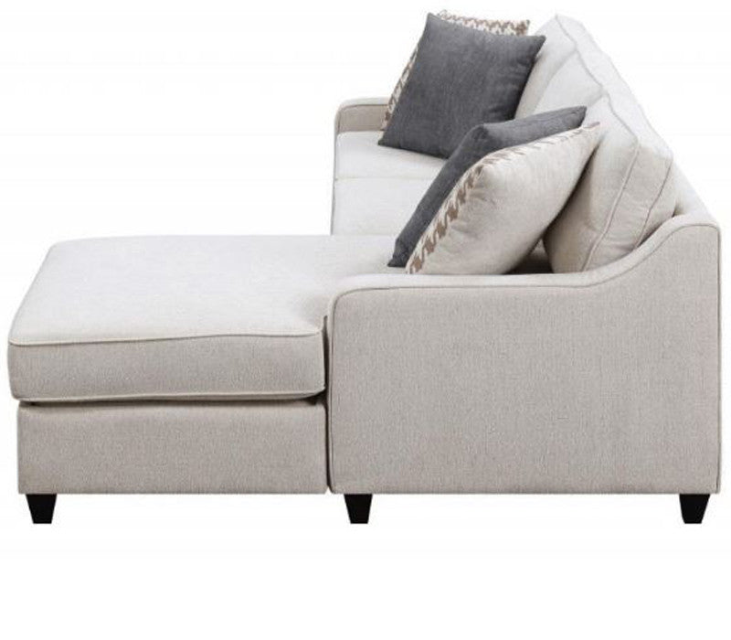 EVANGELINE Cream 91" Wide Reversible Sectional with Storage Chaise (RTA)