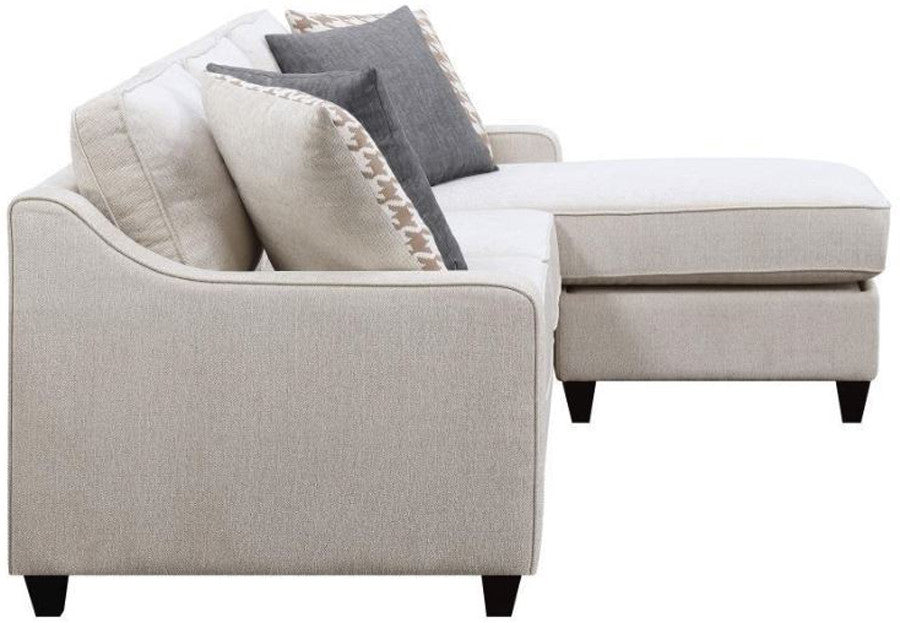 EVANGELINE Cream 91" Wide Reversible Sectional with Storage Chaise (RTA)