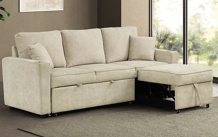 EVERLAND Gray 82" Wide Sectional with Pull-Out Sleeper