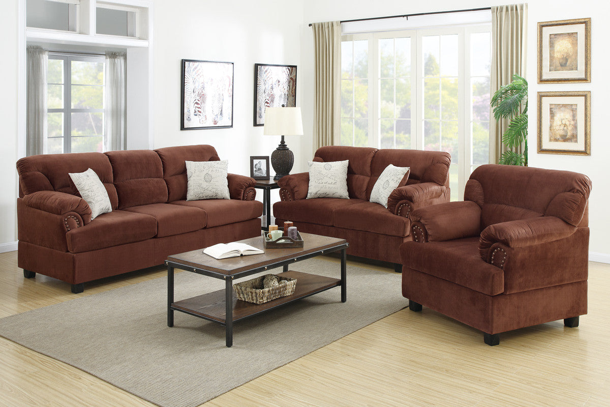 KERIAN Chocolate 3PC Living Room Set