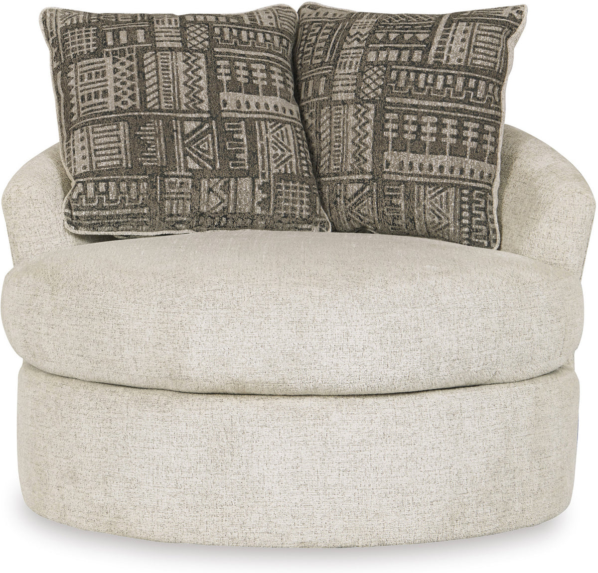 FAIRVIEW Beige Chunky Chenille 45" Wide x 37" Height Swivel Accent Chair