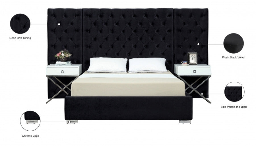 FANTASIA Black Velvet Bed