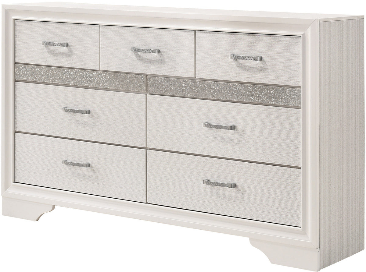 FELIZA White 63" Wide Dresser with Hidden Drawers
