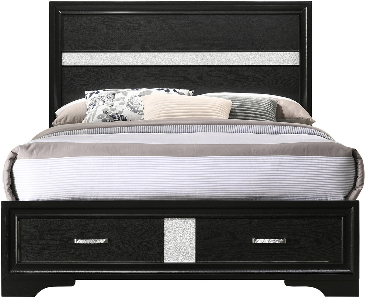 FELIZA Black Bedroom Set with Hidden Drawers