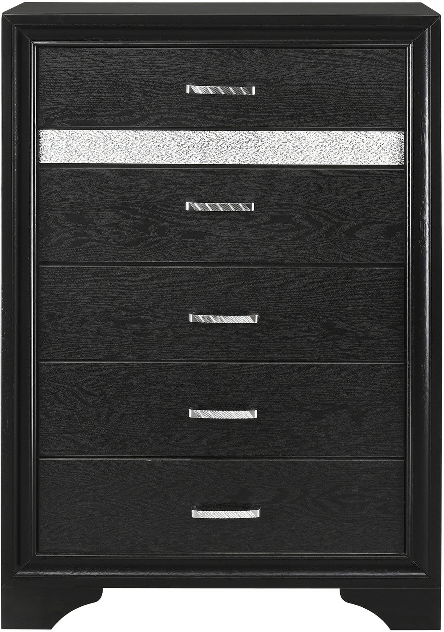 FELIZA Black 34" Wide Chest with Hidden Jewelry Drawers