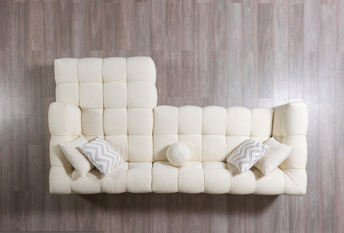 FILLMORE Ivory 112" Wide Boucle/Sherpa Sectional