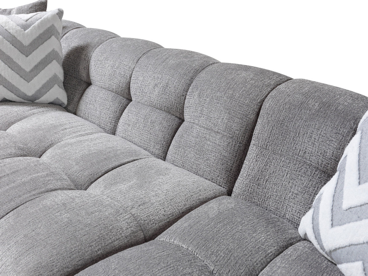 FILLMORE Gray 112" Wide Boucle/Sherpa Sectional