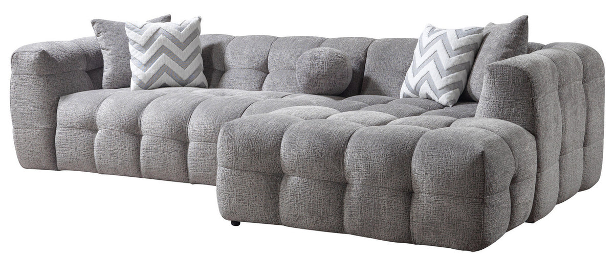FILLMORE Gray 112" Wide Boucle/Sherpa Sectional