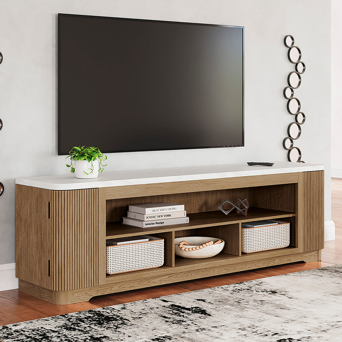 FILMONT Light Brown 80" Wide x 25" Height TV Stand