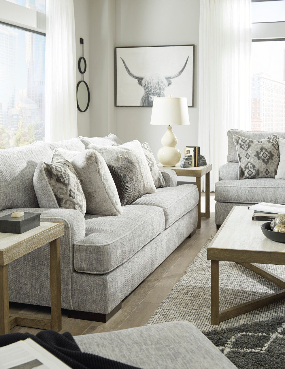 FLAVIO Light Gray Oversized Sofa & Loveseat