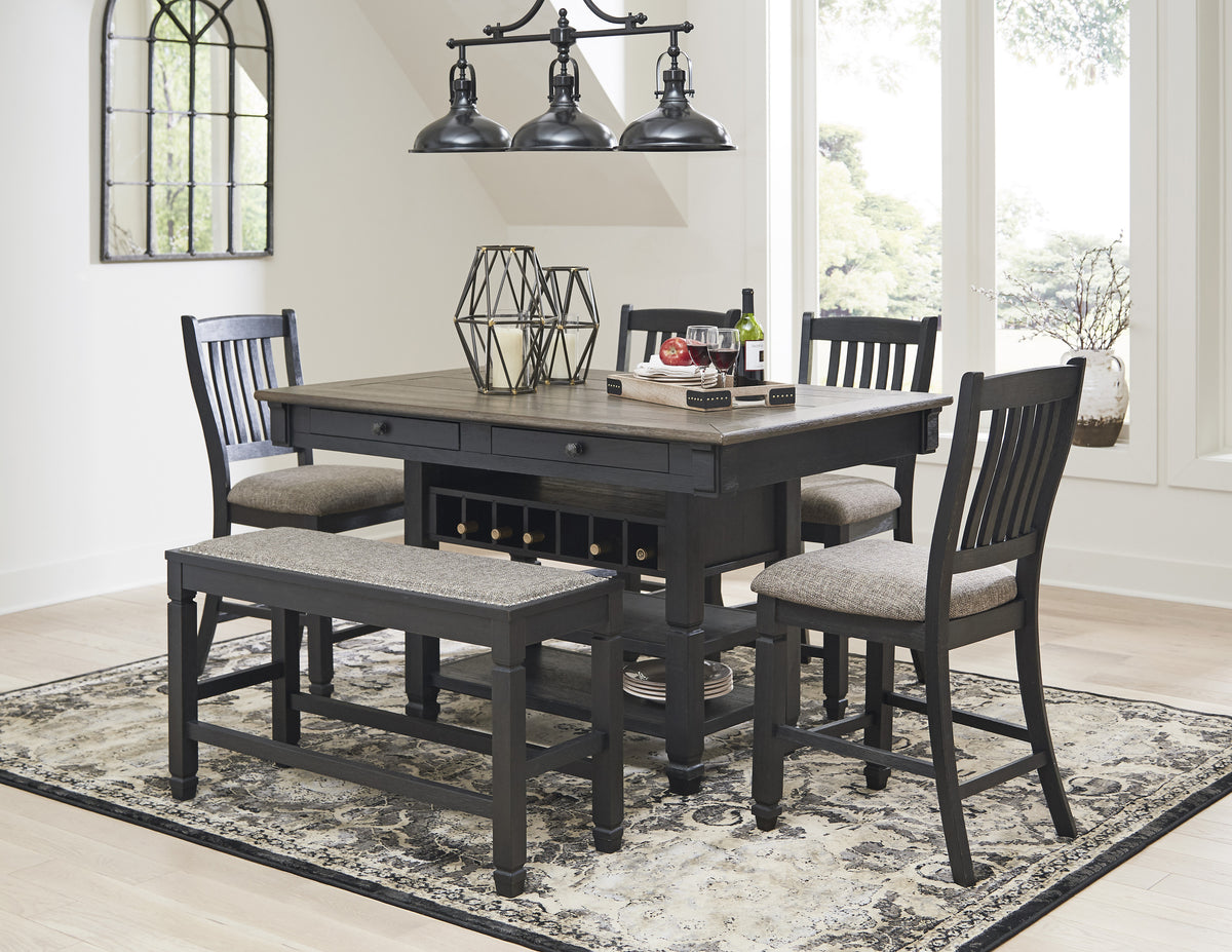 FLEMING Black 6 Piece Counter Set with Bench