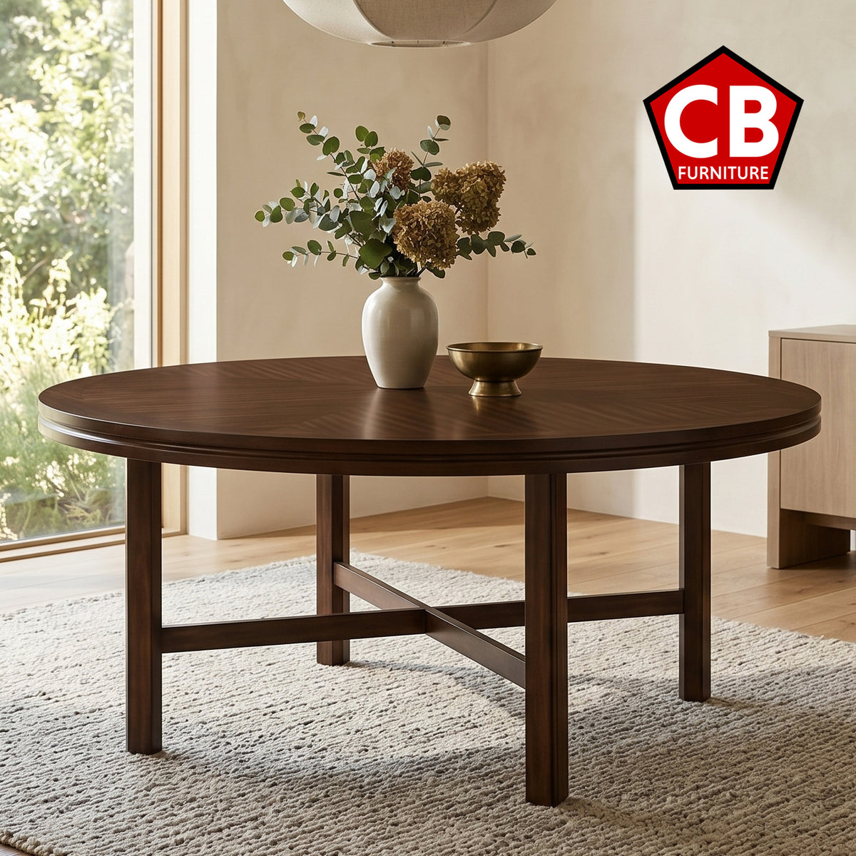 FREDRICK Dark Espresso 72" x 72" Round Oversized Dining Table