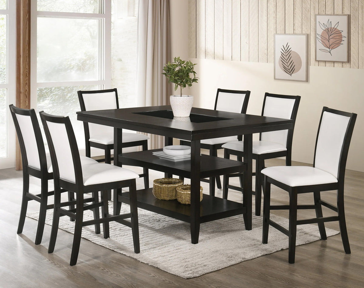 FREMONT White 7 Piece Rectangular Counter Height Set
