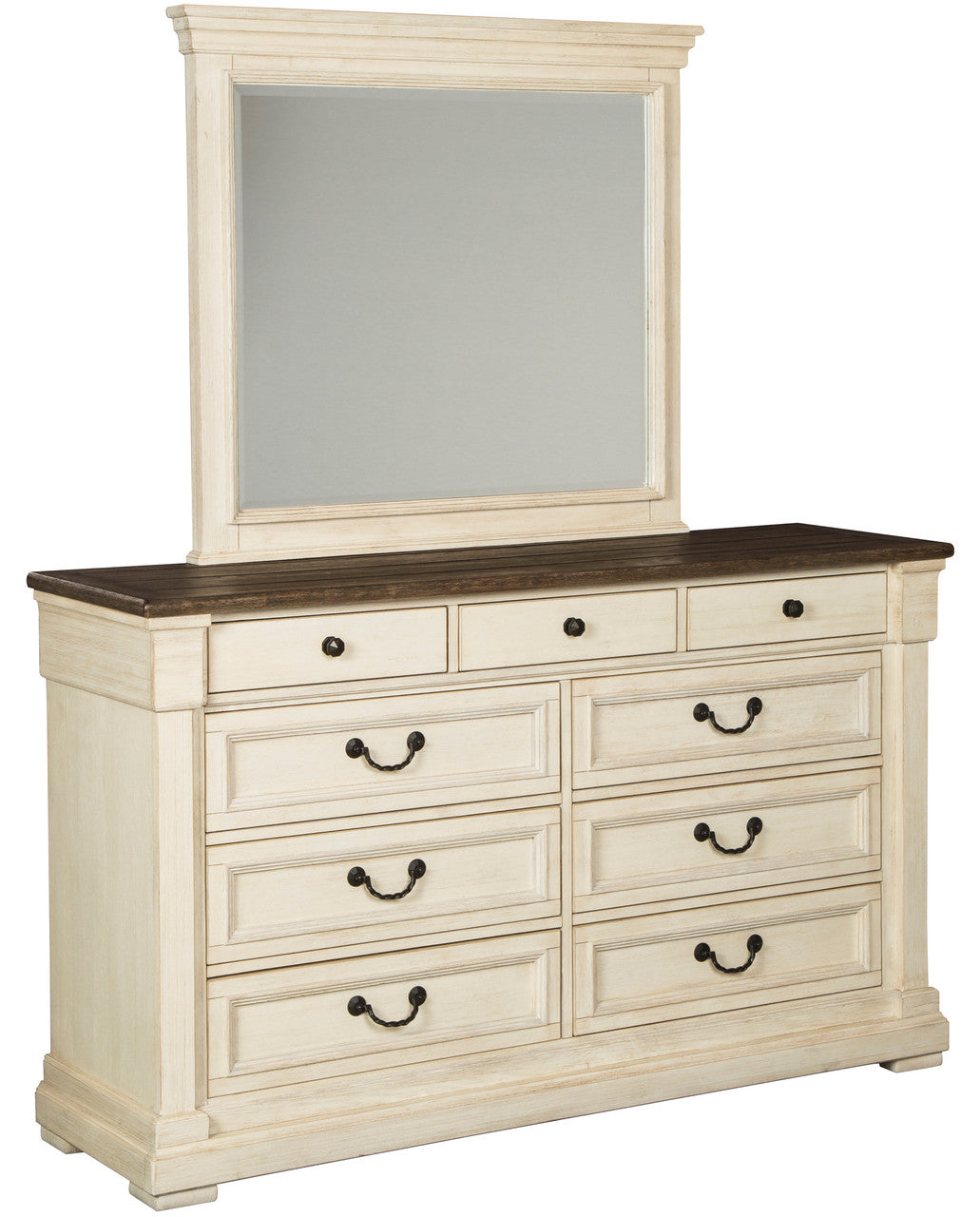 FLEMING White 65" Wide Dresser & Mirror