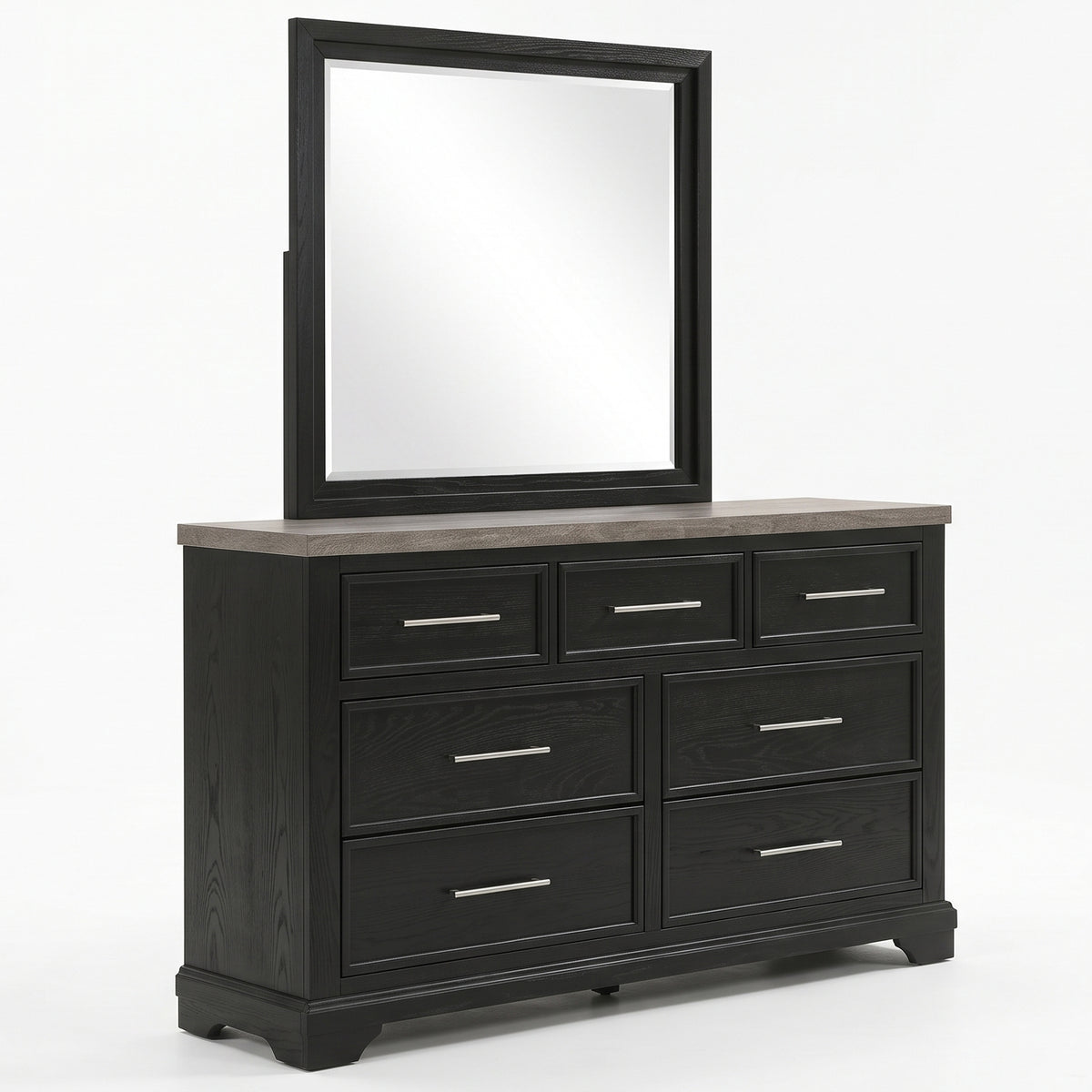 GANDER Black 59" Wide Dresser & Mirror