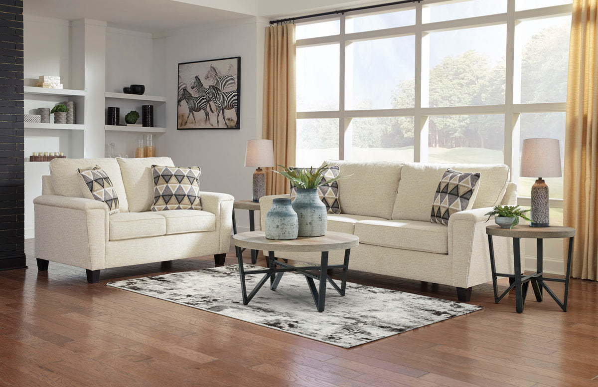 GAVINA Neutral Chenille Sofa & Loveseat