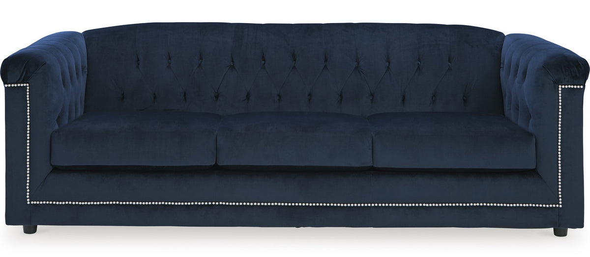 GEMINA Navy Blue Velvet 93" Wide Sofa
