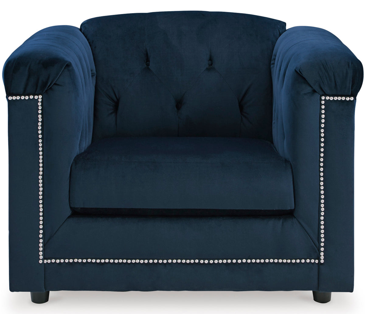 GEMINA Navy Blue Velvet 42" Wide Arm Chair