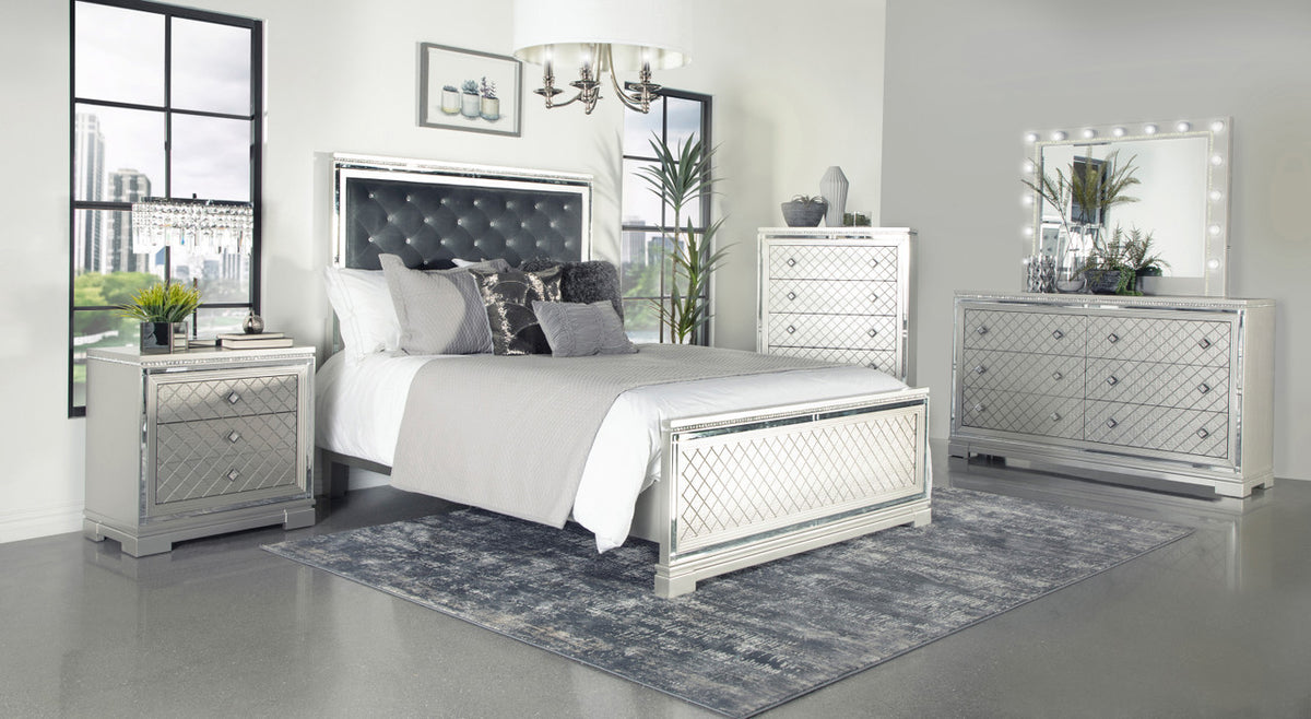 GENOA Silver 28" Wide Nightstand with USB's