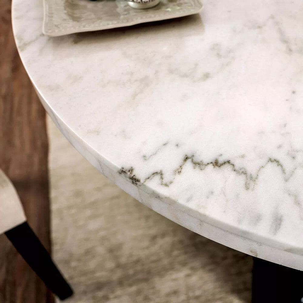 GEROLT Dark Gray 5 Piece Dining Set with 100% Real White Marble