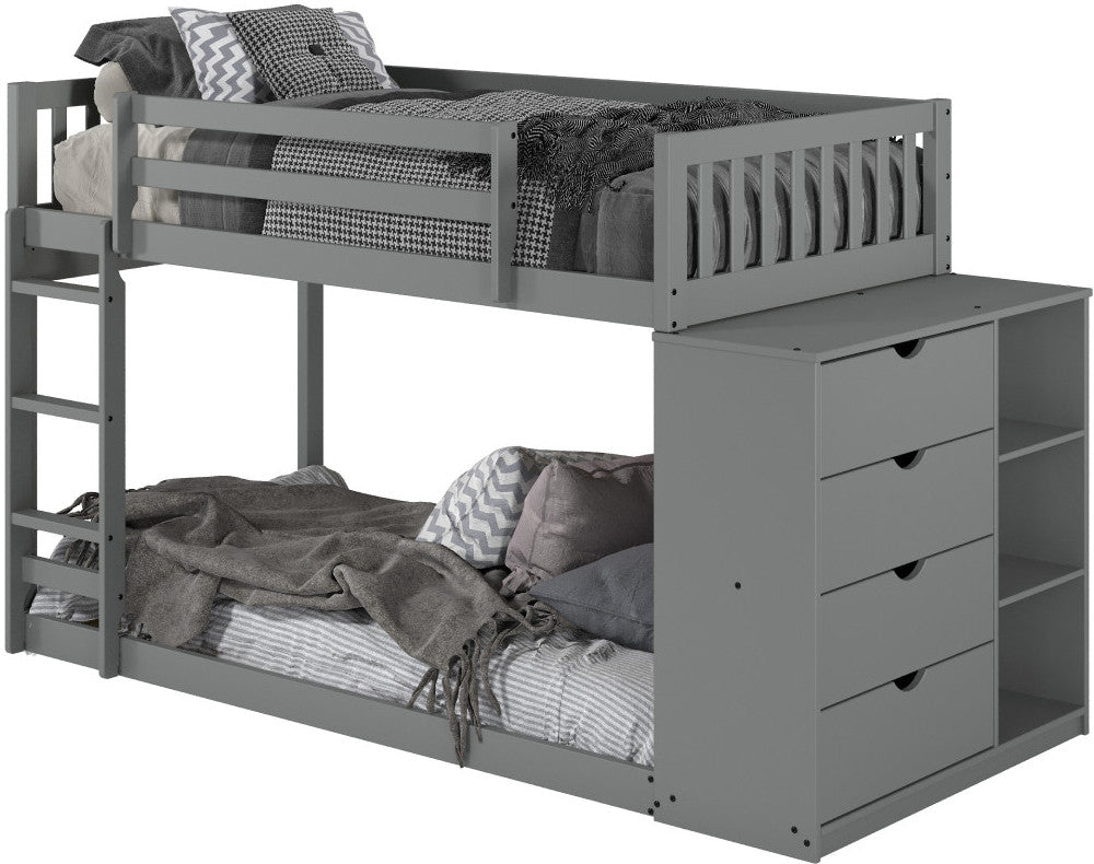 GIANI Gray Twin Bunkbed With Chest & Drawers