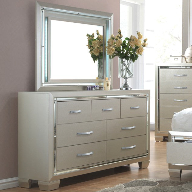 GIORGIA Champagne 63" Wide Dresser & Lighted Mirror