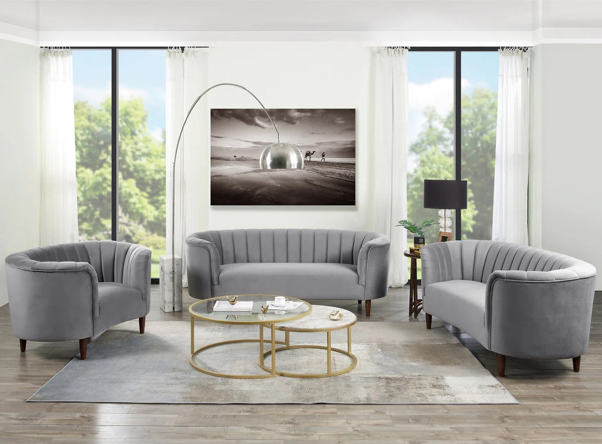 GONZO Gray Velvet Living Room Set