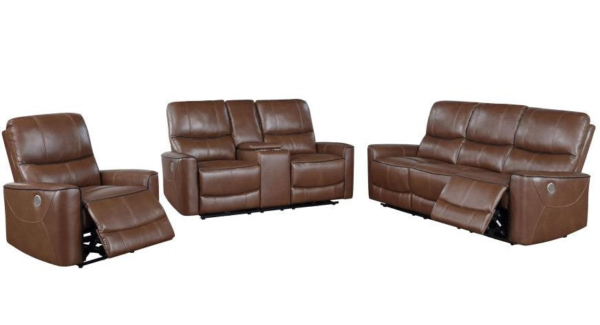 GONZALO Brown Power Reclining Sofa & Loveseat