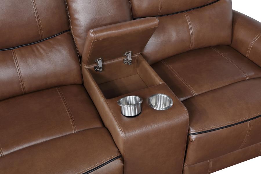 GONZALO Brown Power Reclining Sofa & Loveseat