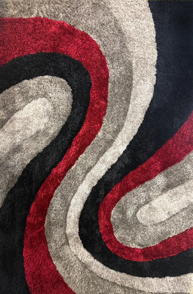 GURKAN Red Multi 5' x 8' Shaggy 3D Area Rug