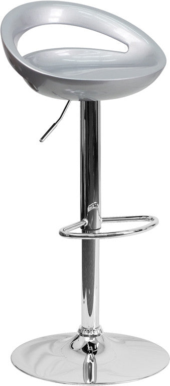 GLOSSY Silver Swivel Barstool