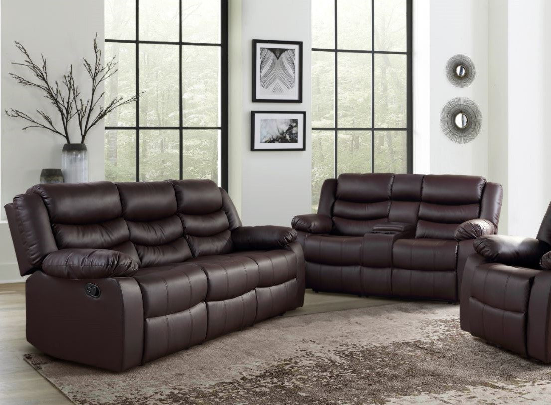 GREGOR Dark Brown Reclining Sofa and Loveseat
