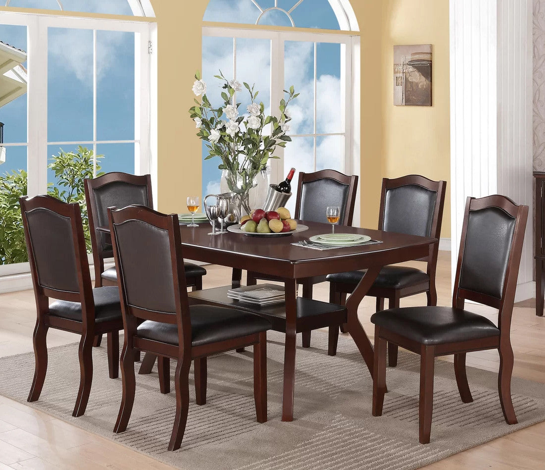 HALETT Dark Brown 7 Piece Dining Set