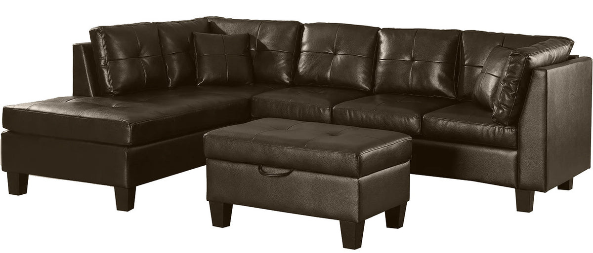 HAMZA Brown 106" Wide Sectional & Ottoman