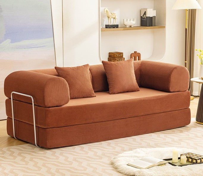 HANS Brown 78" x 27" Wide Compressed Foam Modular Lounge Sofa Bed