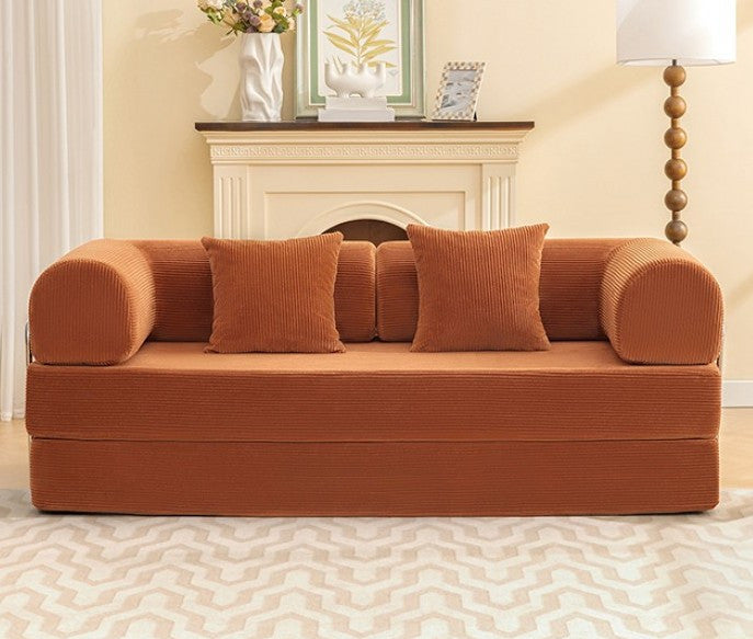 HANS Brown 78" x 27" Wide Compressed Foam Modular Lounge Sofa Bed