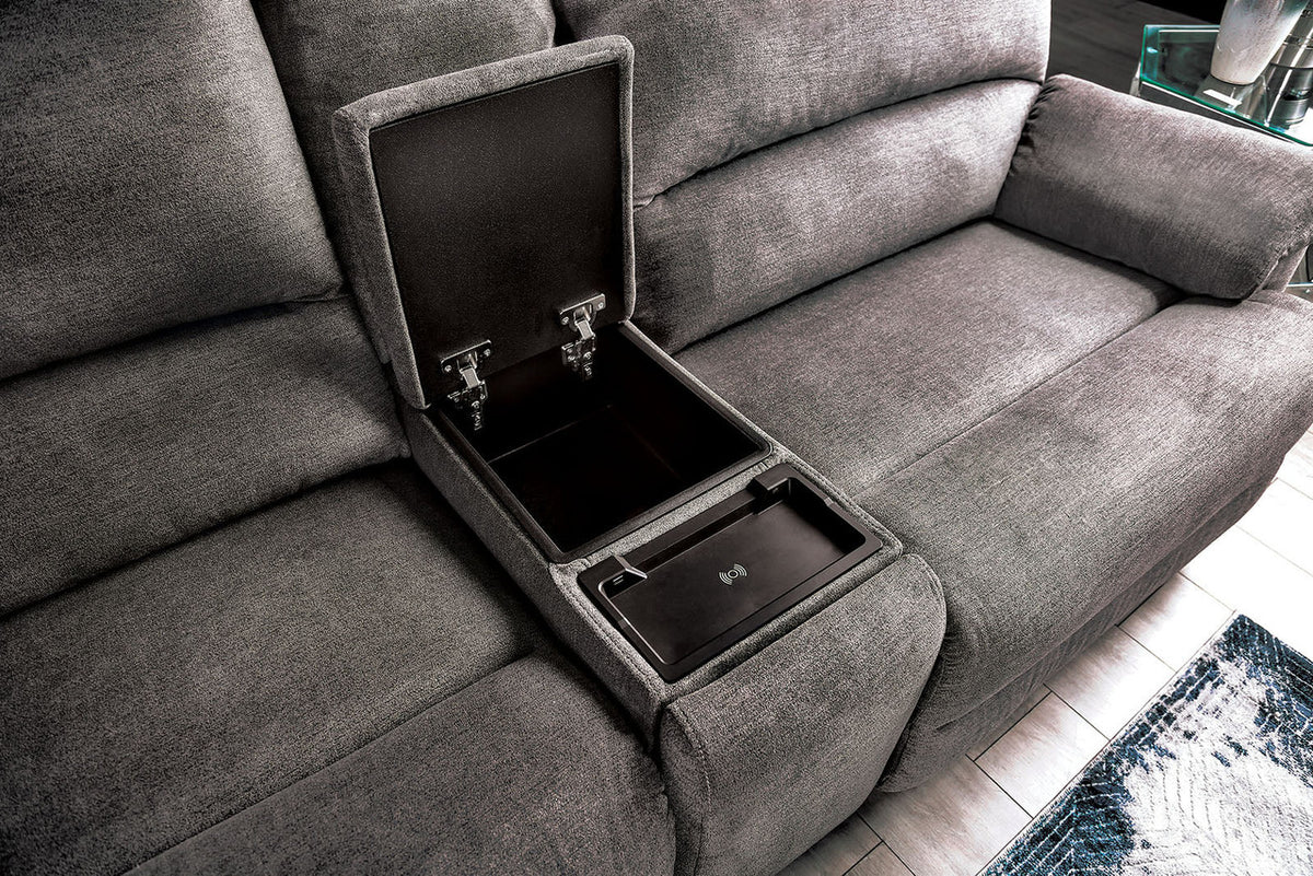 HARLEY Gray 131" x 121" Power Reclining Sectional with 3 Recliners