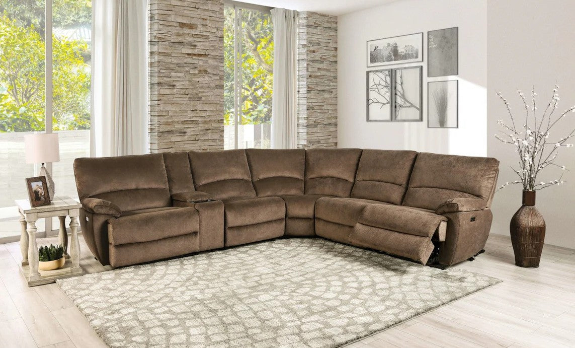 HARLEY Brown Power 121" Wide Sectional with 3 Recliners