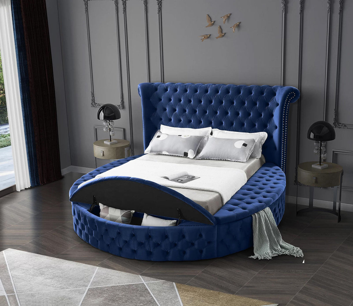 HARLOW Blue Round Storage Bed