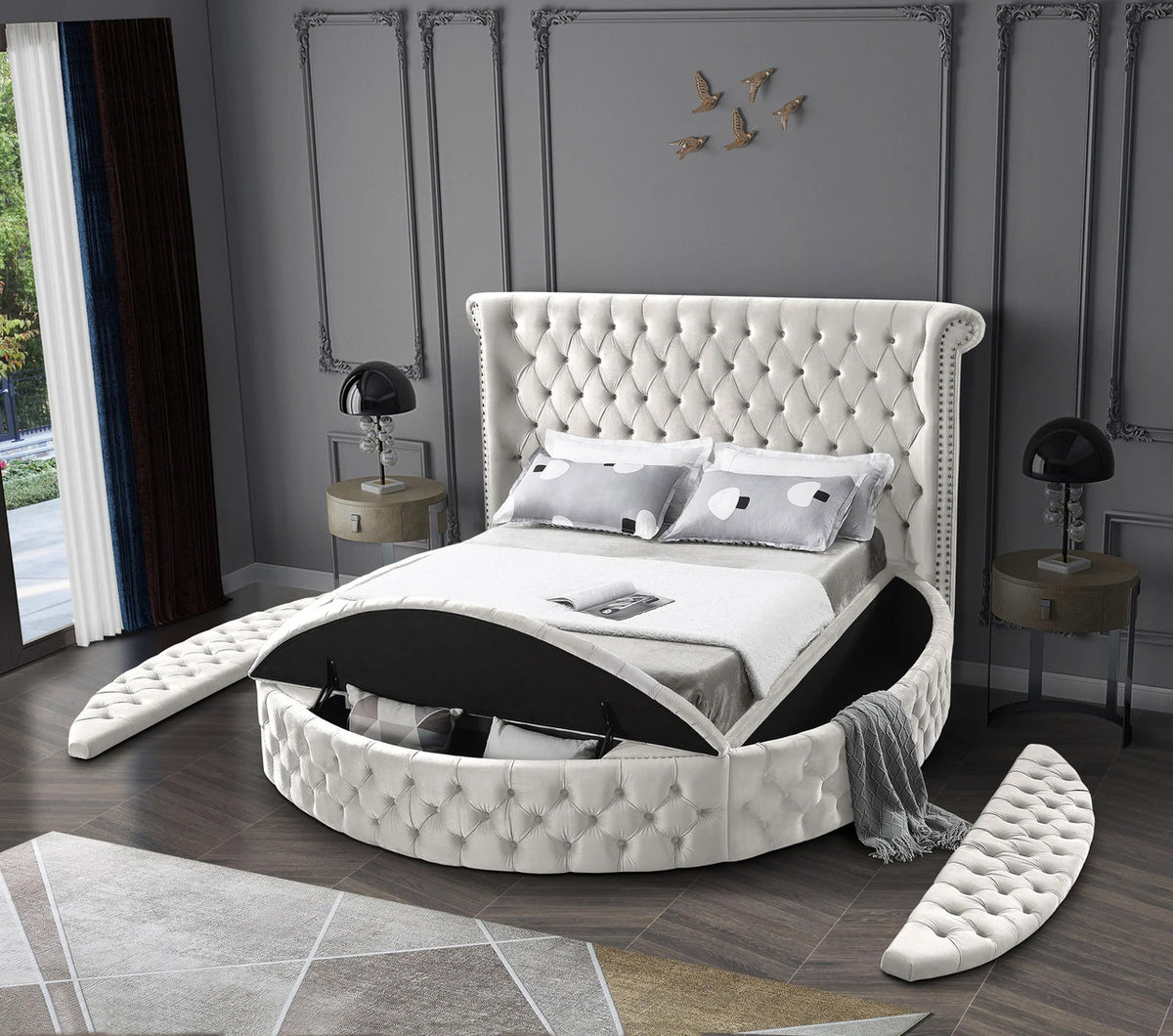 HARLOW Cream Round Storage Bed