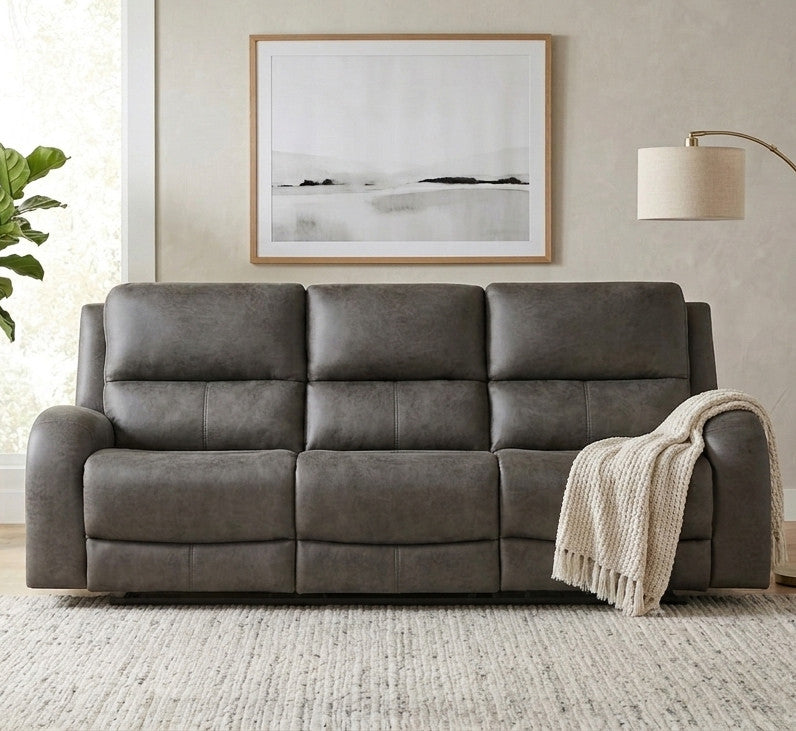 HELIOS Dark Gray 85" Wide x 40" Height Reclining Sofa