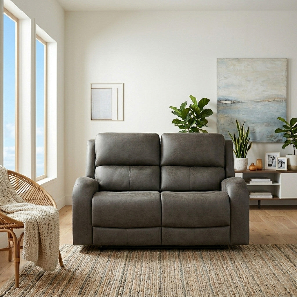 HELIOS Dark Gray 62" Wide x 40" Height Reclining Loveseat